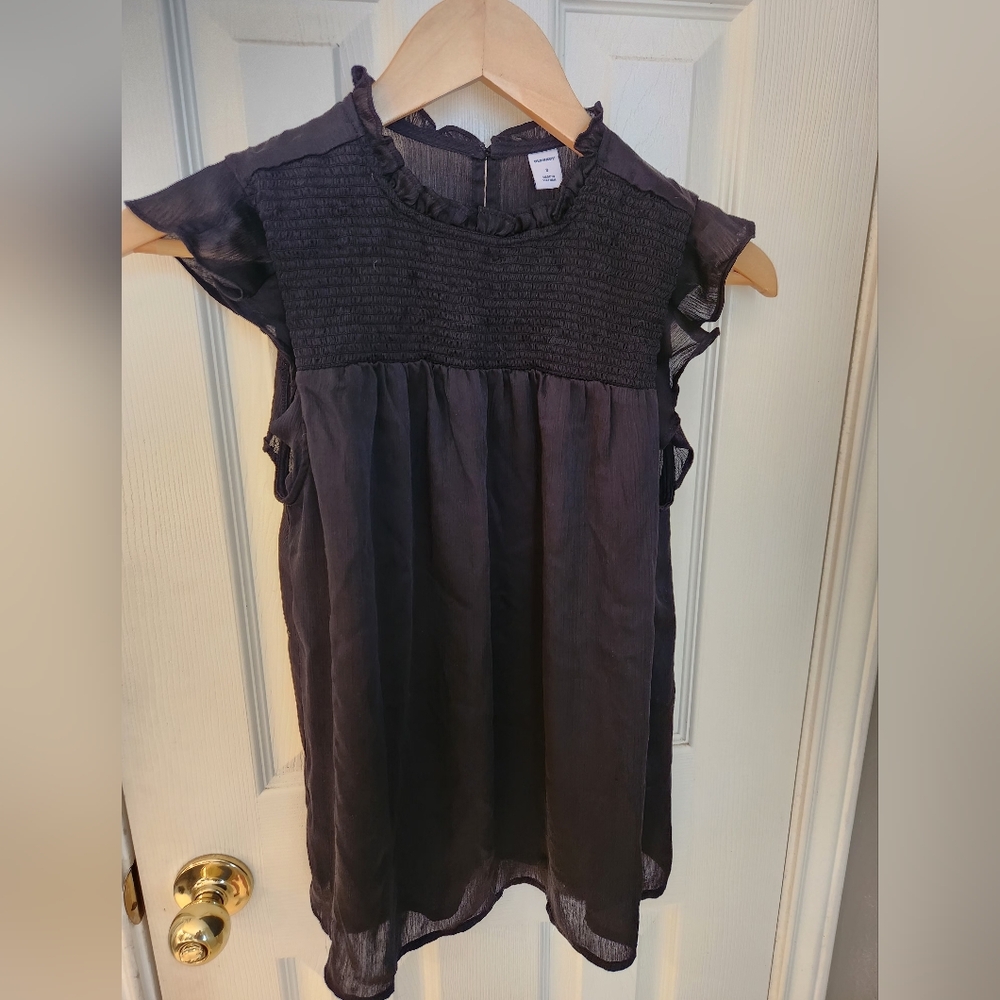 Old Navy | Sheer Silky Black Ruffled Top